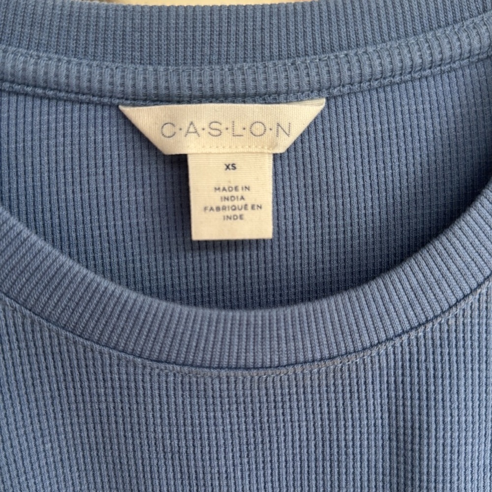 Caslon Ribbed Knit Puff Sleeve Top Blue XS - Picture 2 of 4